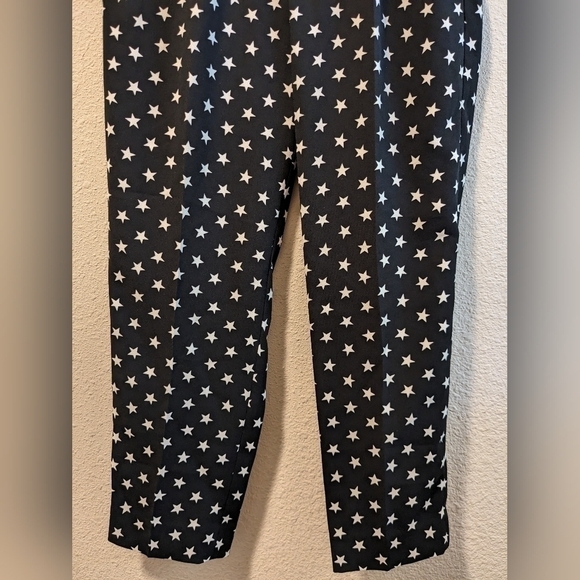 J. Crew Black Star Print Tie Front Pull On Crepe Ankle Length Trousers Office - Picture 6 of 11
